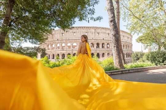 Photoshoot with flying dress in Rome