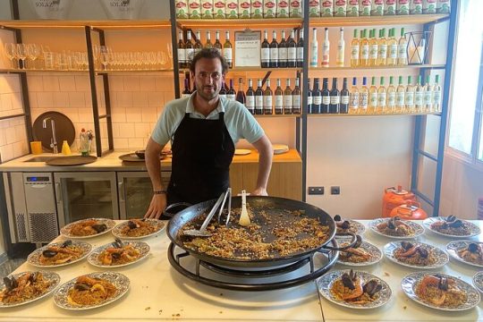 Paella Showcooking with Rooftop Views in Seville City
