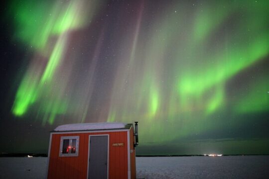 Aurora Viewing in Cozy Cabin on Great Slave Lake