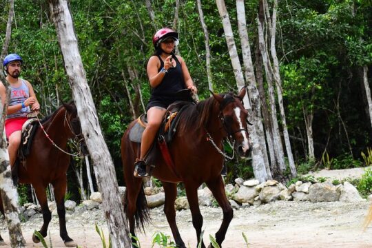 Amazing Combo - Horseback Riding, ATV (Single), Cenote & Ziplines with Transfer