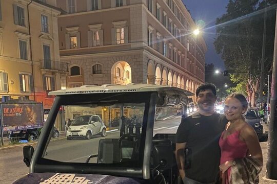 Nightscape Elegance: Rome After Dark with Golf Cart