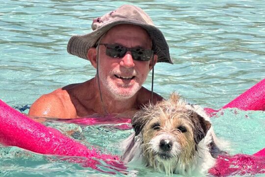 Private Sightseeing, Swimming Boat charter with Captain and Dog!